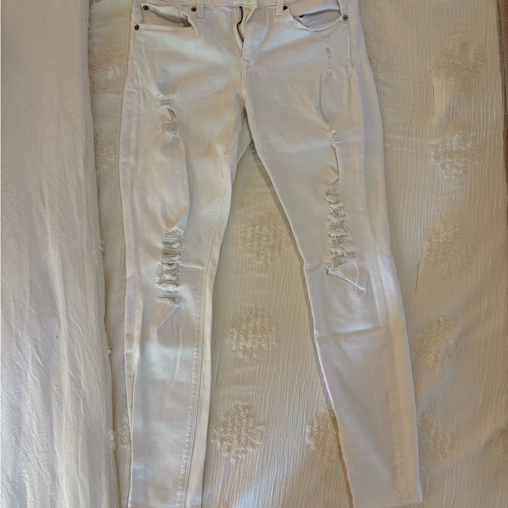 White Distressed Skinny Jeans